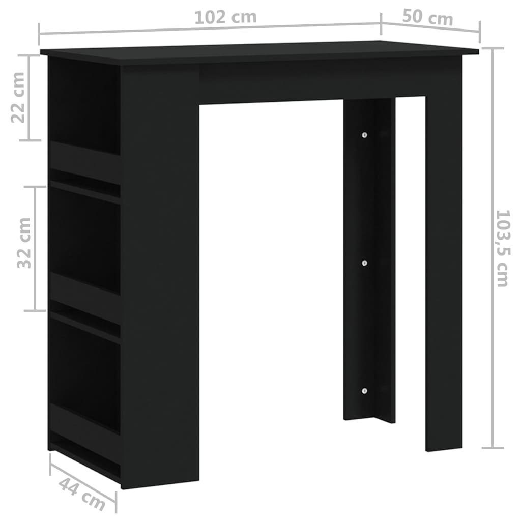 Schwarz | cm Ablagefläche Holzwerkstoff vidaXL 102x50x103,5 Esstisch (1-St) Bartisch Schwarz mit Schwarz