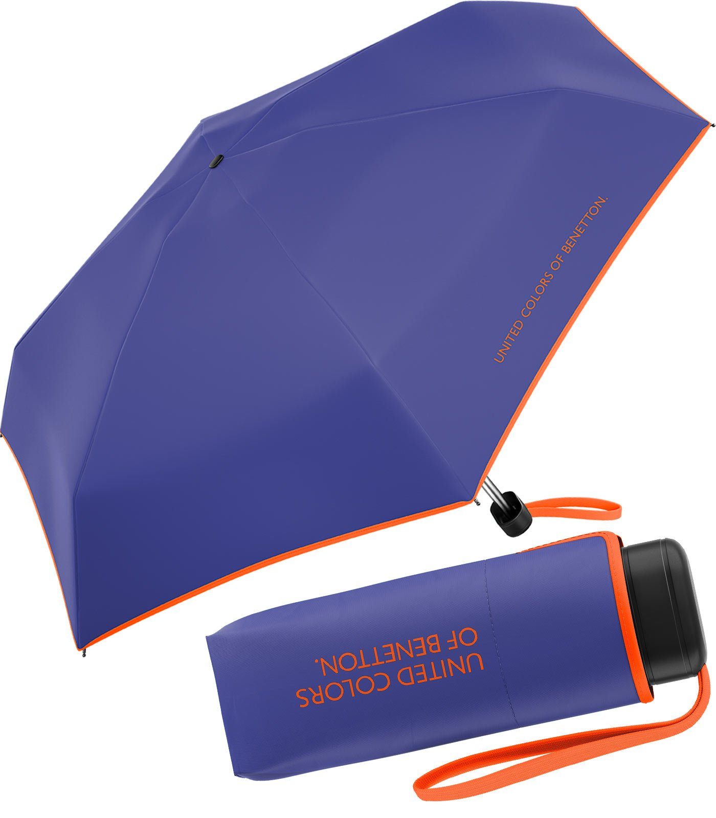 HW violet, Saum of United Ultra Colors mit Benetton Mini kontrastreichem Flat Modefarben 2023 - ultra lila-orange Taschenregenschirm leuchtende