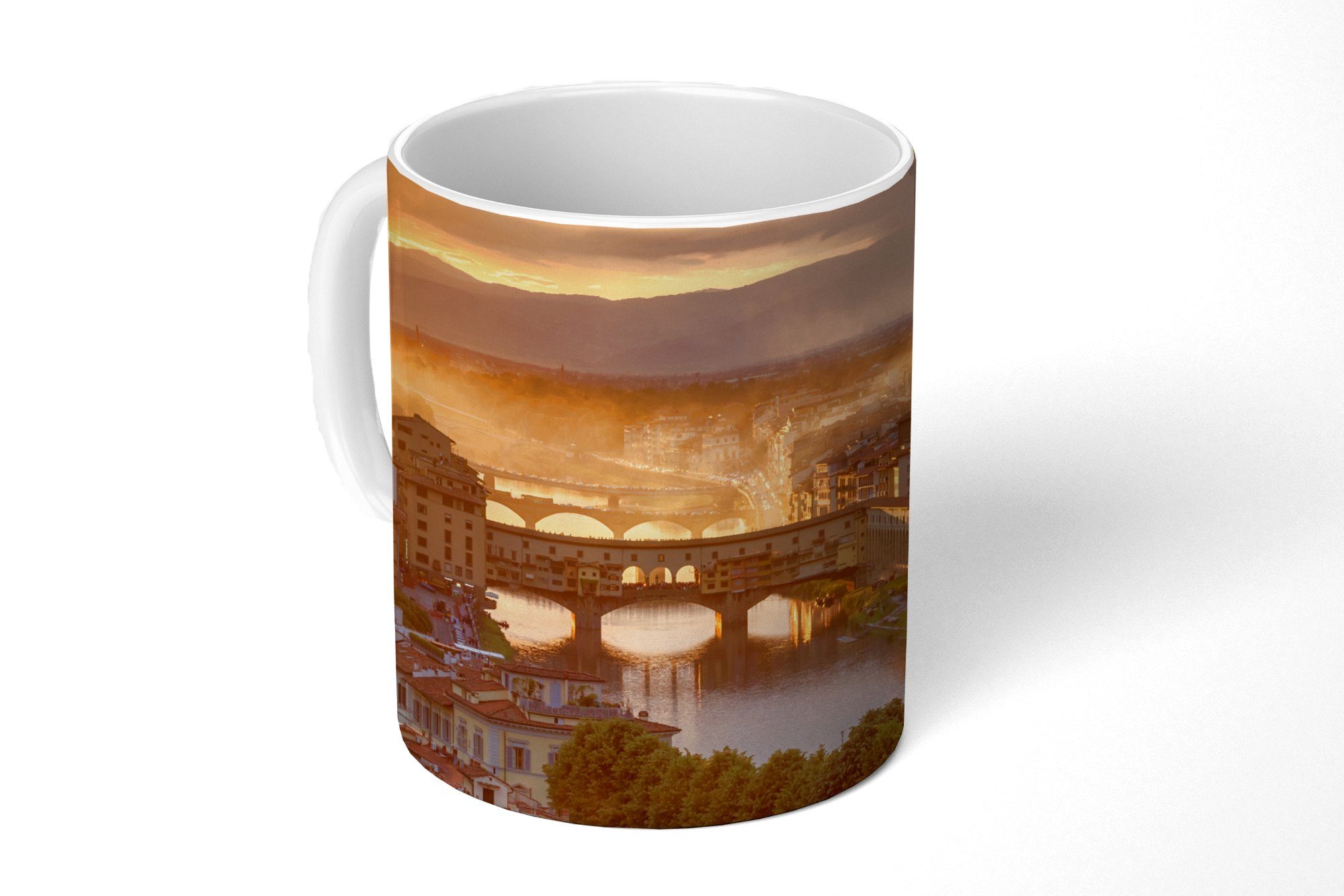 MuchoWow Tasse Italien - Nebel - Sonnenaufgang - Florenz, Keramik, Kaffeetassen, Teetasse, Becher, Teetasse, Geschenk