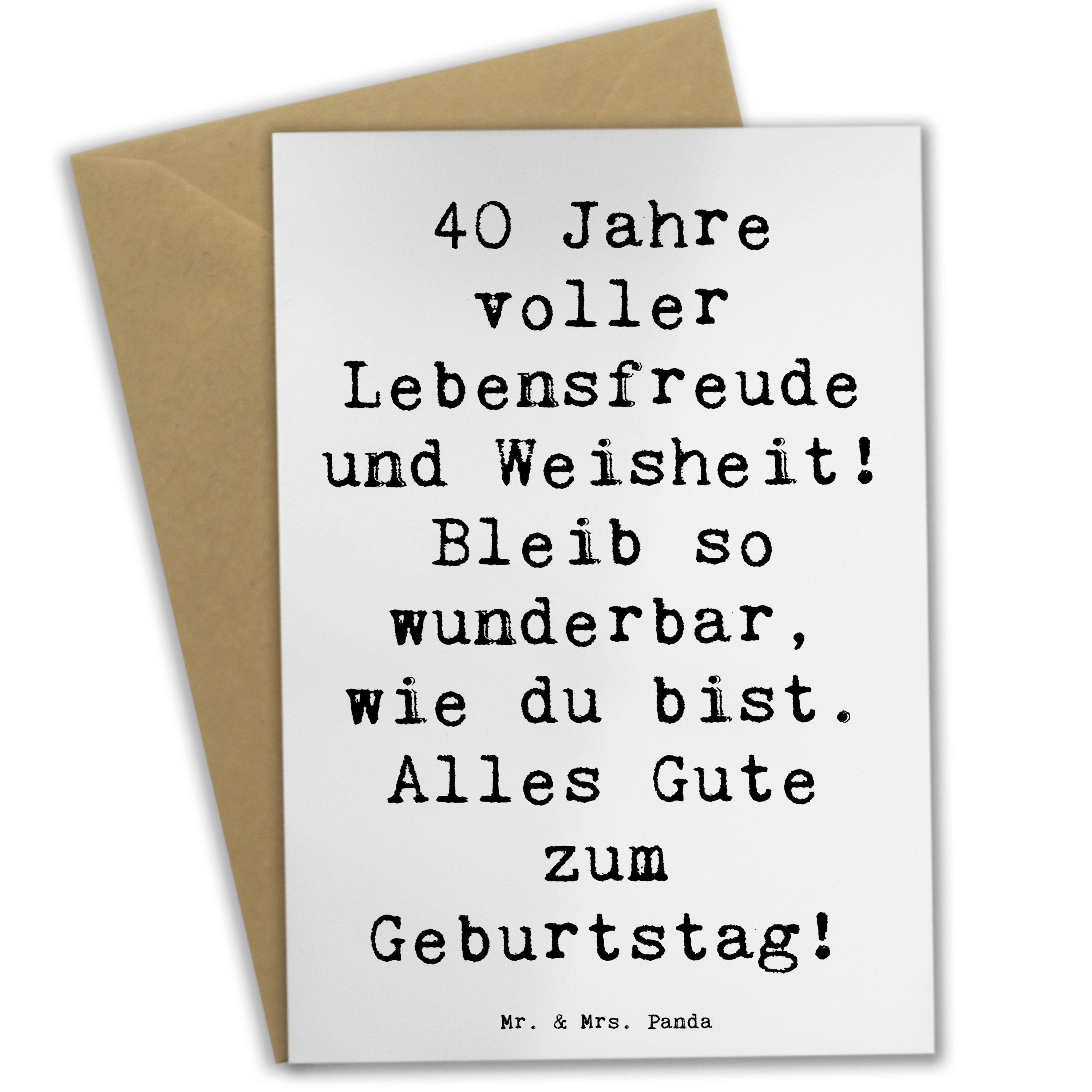 Grußkarte Spruch 40. Geburtstag Freude - Weiß - Geschenk, Alles Gute zum Geburt