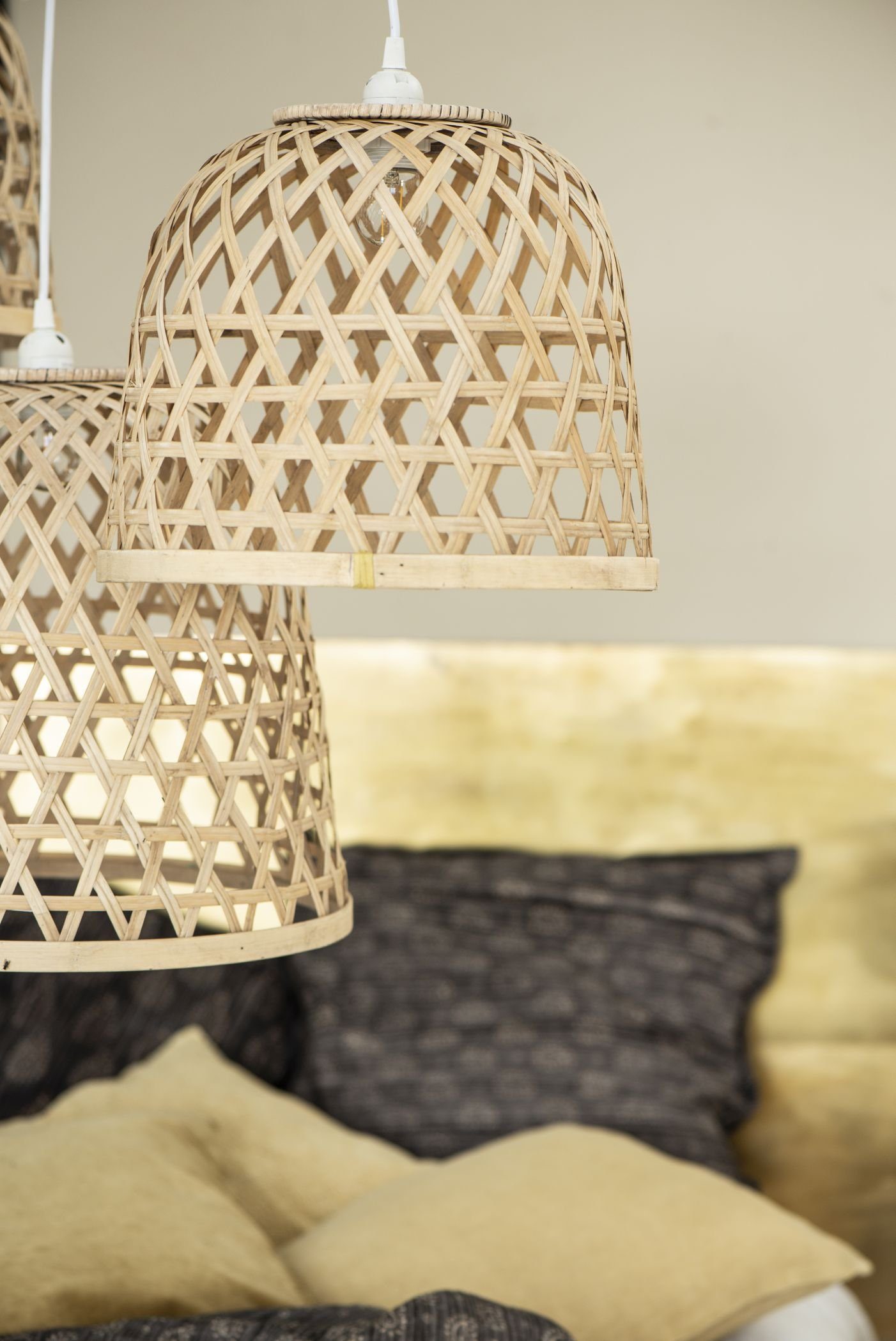Ib Laursen Hängeleuchte Hängelampe Pendelleuchte Lampe Bambus D 34cm Ib Laursen 3836-14, Fassung E 27, Leuchtmittel ist nich enthalten