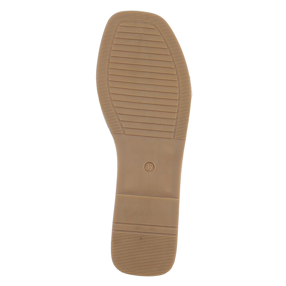 Ital-Design Elegante transparente Sandalen mit Golddetails für Damen Pantolette (89542686) Blockabsatz Pantoletten in Beige