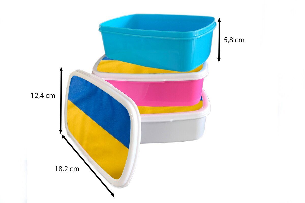 MuchoWow Lunchbox für Kunststoff, Nahaufnahme Mädchen, Erwachsene, Brotdose (2-tlg), der Kunststoff rosa Brotbox der Kinder, Ukraine, Flagge Snackbox