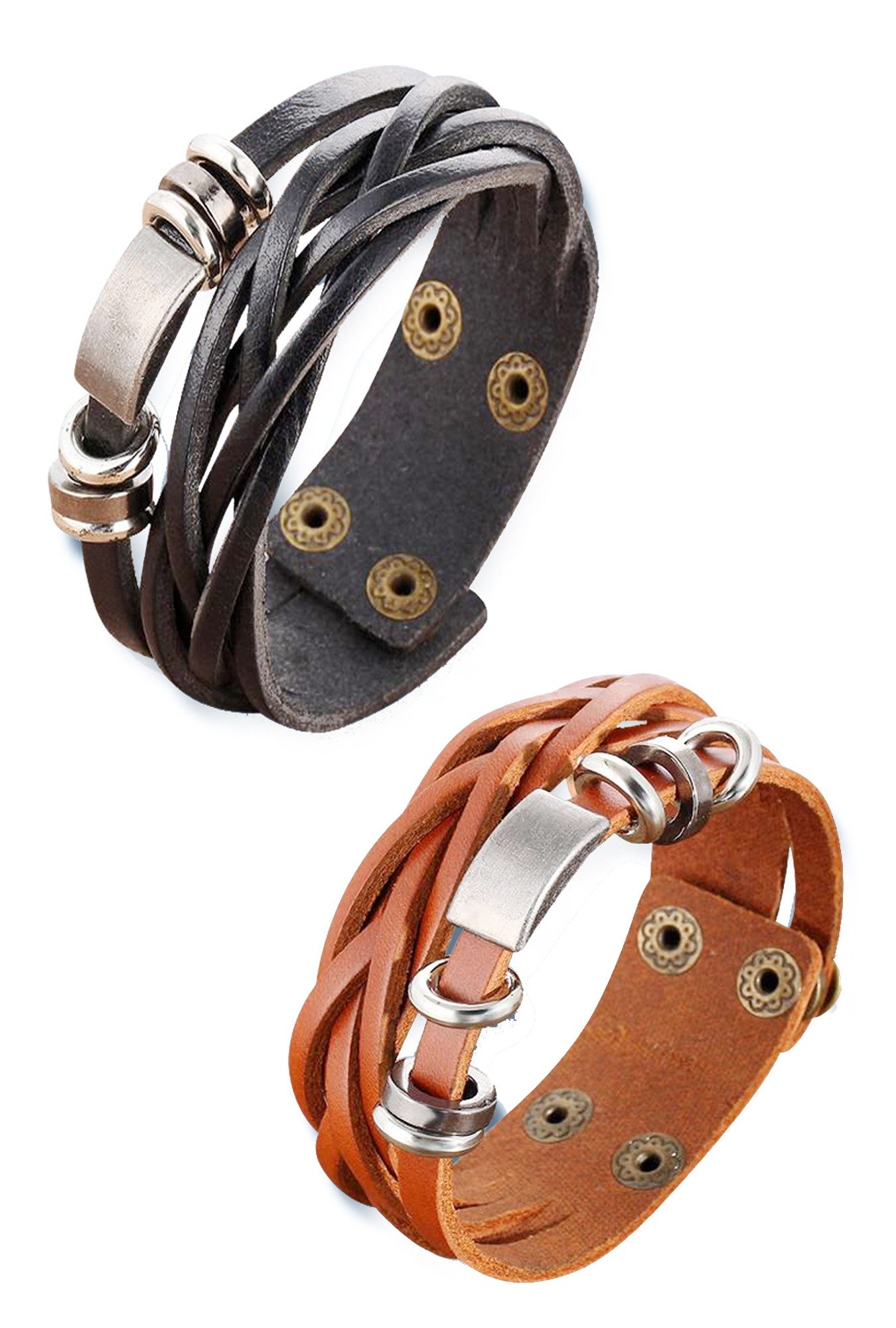 Limana Armband 2 STÜCK Herren Männer Echtleder echtes Leder Lederarmband, s günstig online kaufen