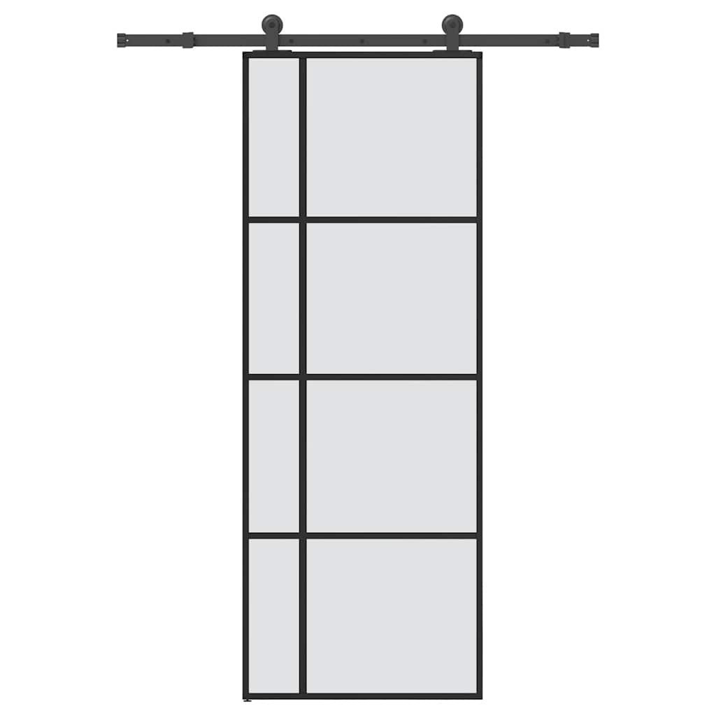 vidaXL Zimmertür 76 x 205 cm 1525 cm Schiebetür mit Beschlag 76x205 cm ESG-Glas Alumin