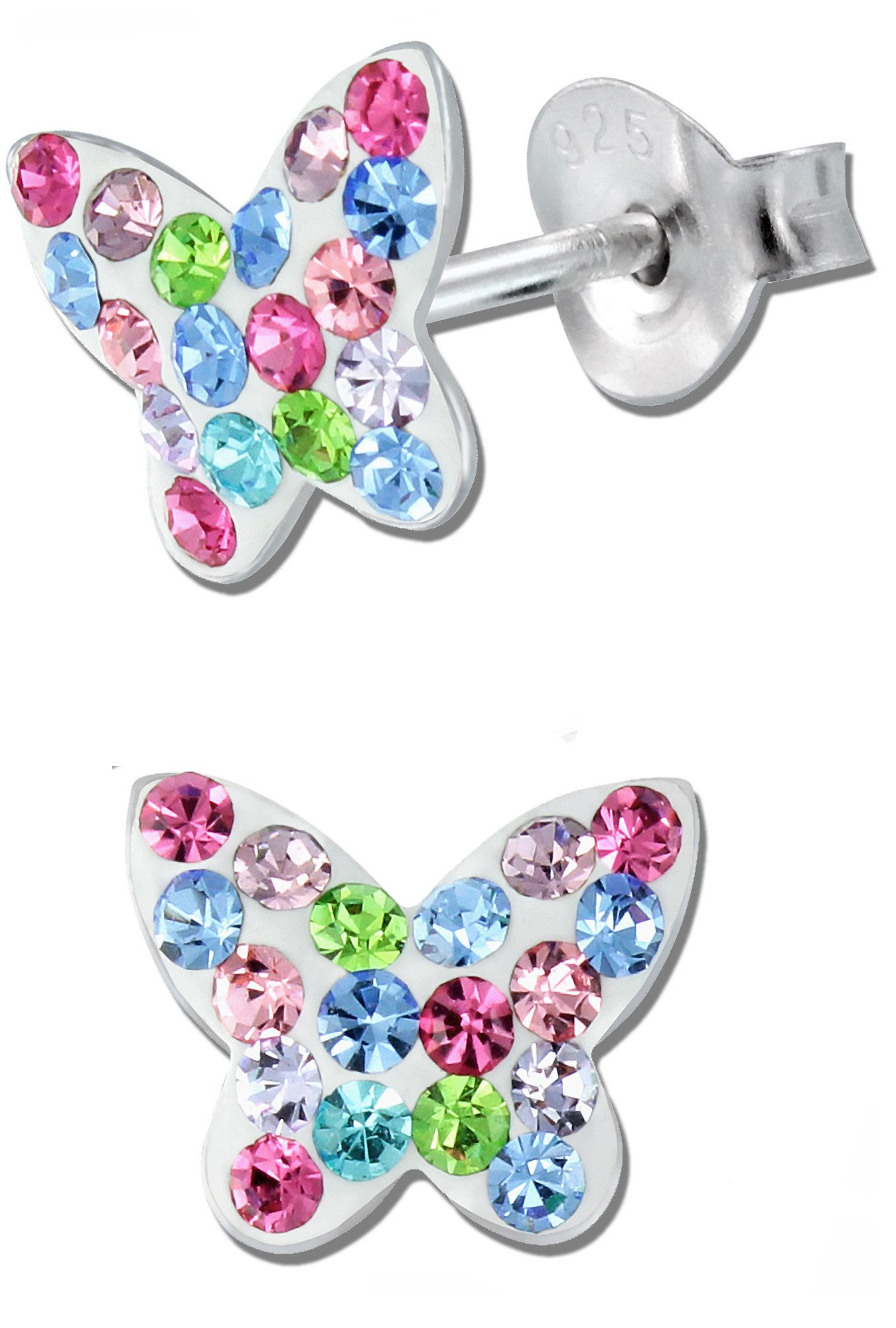 Limana Paar Серьги-гвоздики Mädchen Damen Серьги 925 Silber Kinder Schmetterling, Zirkonia Kinderohrringe Kinderschmuck