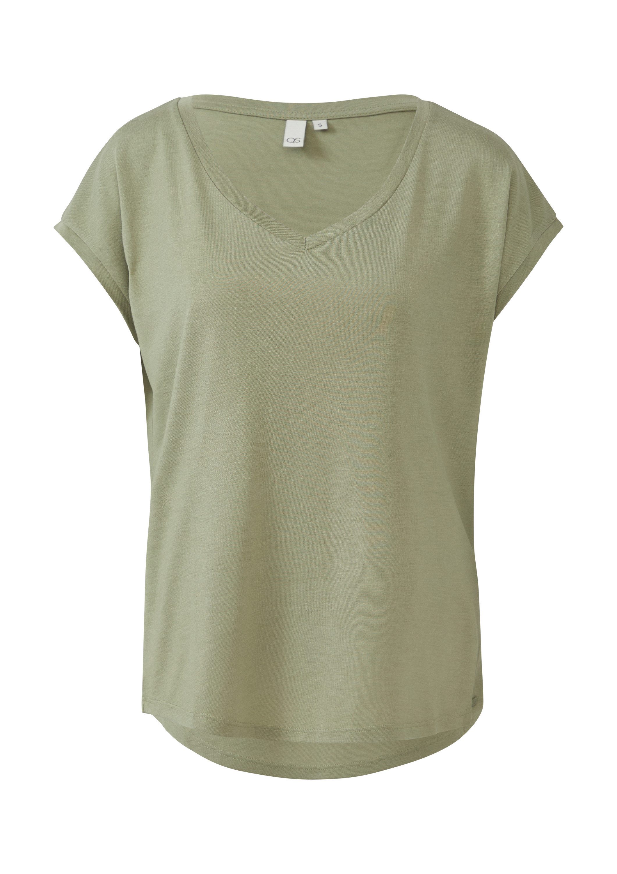 QS Kurzarmshirt T-Shirt Locker geschnittenes T-Shirt günstig online kaufen