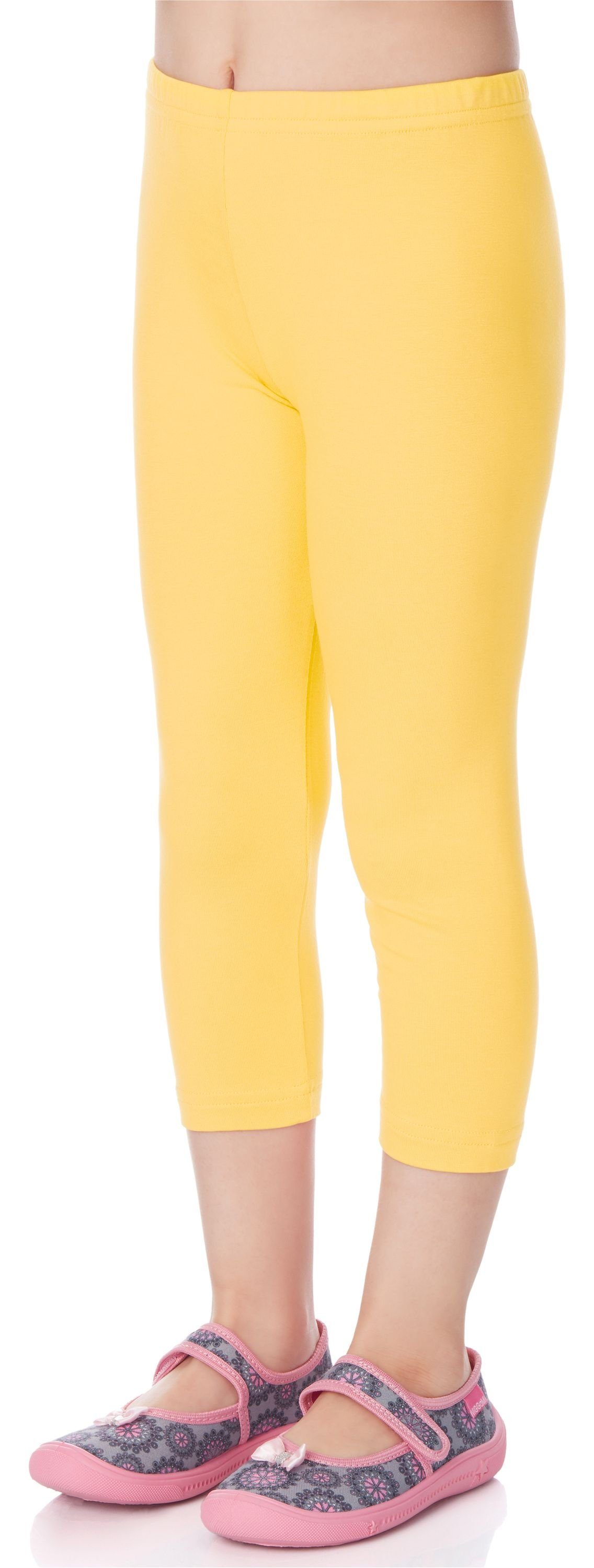 aus Style Merry (1-tlg) 3/4 Leggings Capri MS10-131 elastischer Gelb Viskose Mädchen Leggings Bund
