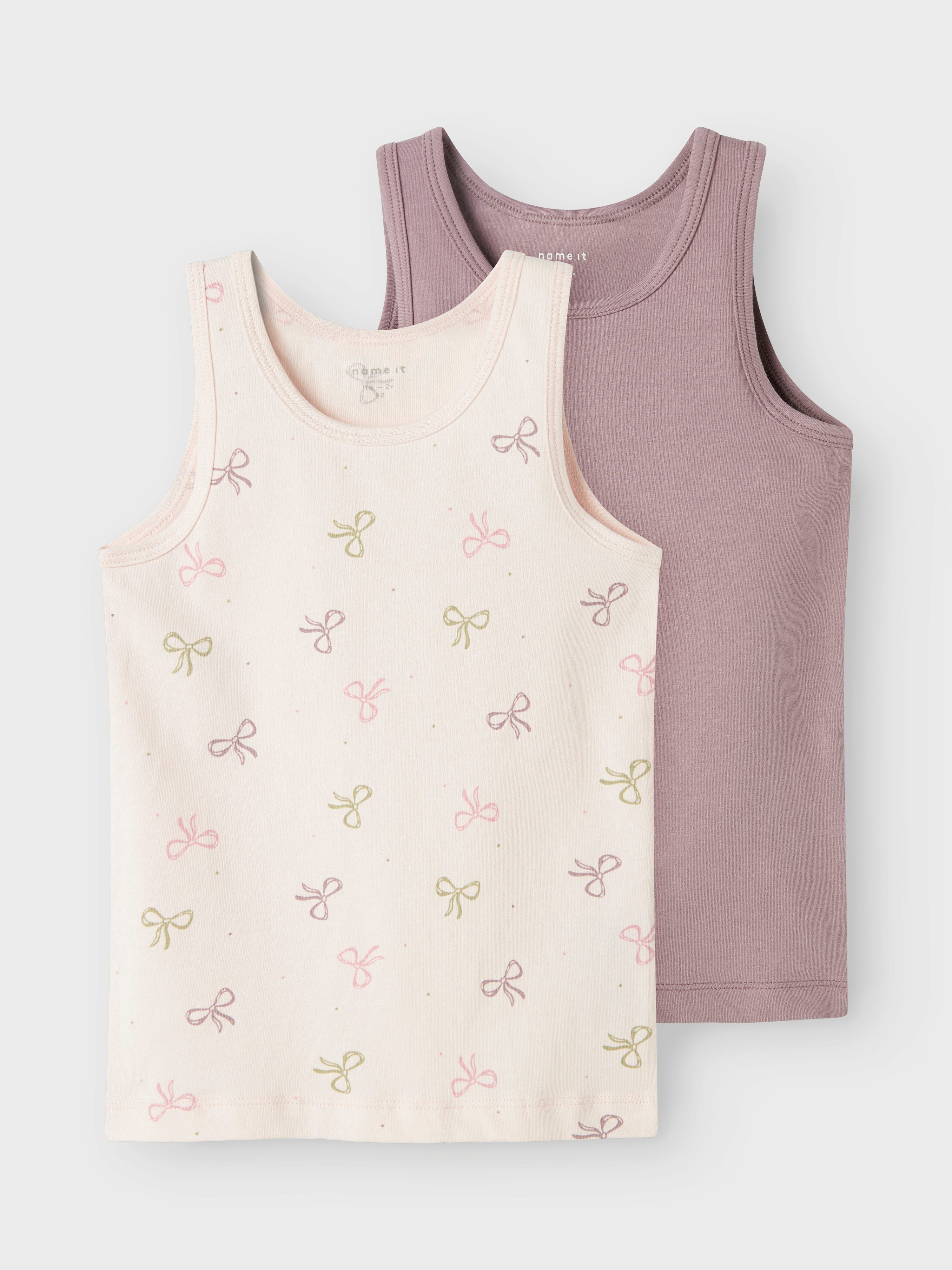 Name It Unterhemd NMFTANK TOP 2P BARELY PINK BOW NOOS (Packung, 2-St)