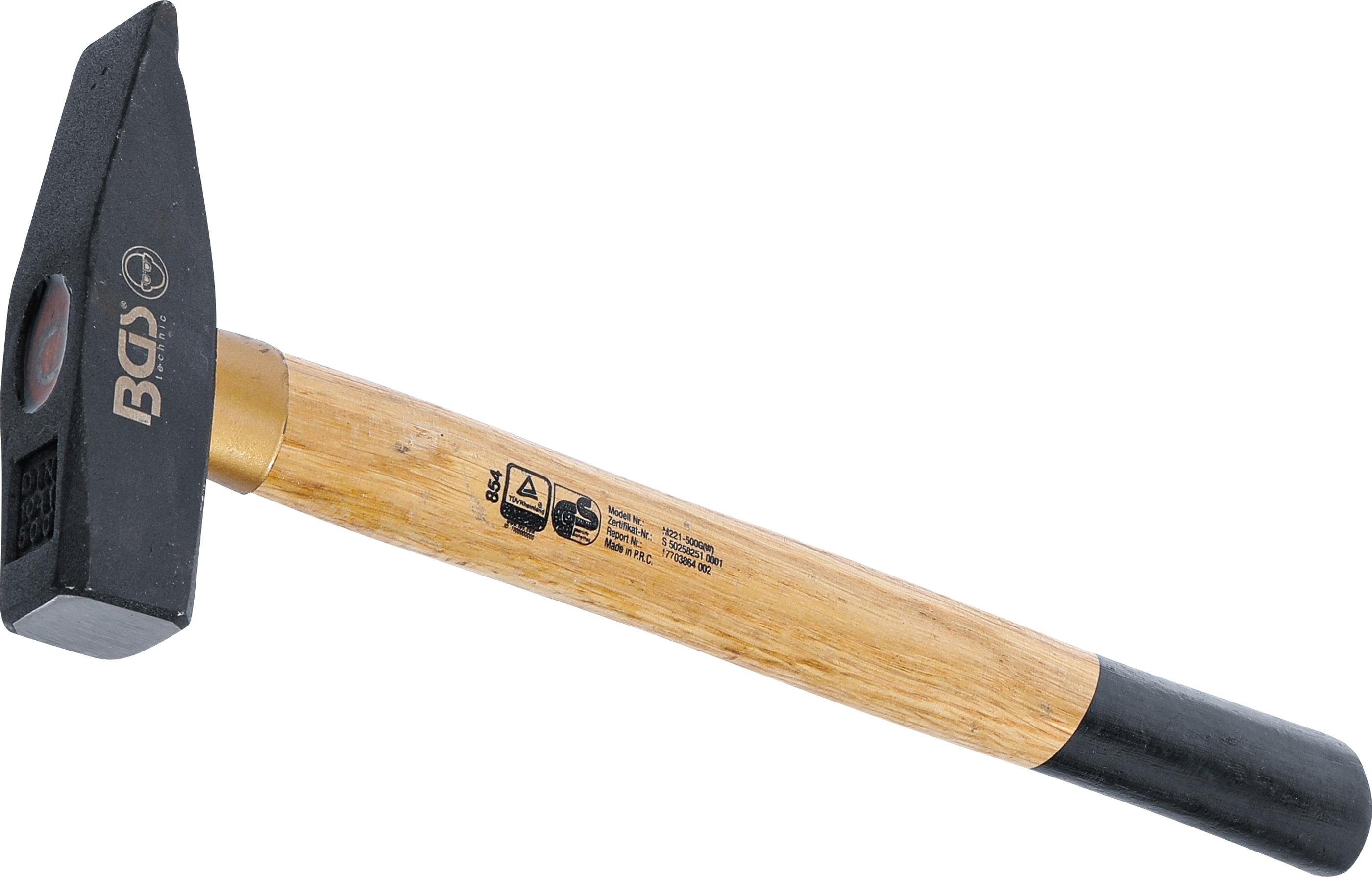 BGS technic Hammer Schlosserhammer, Holz-Stiel, DIN 1041, 500 g