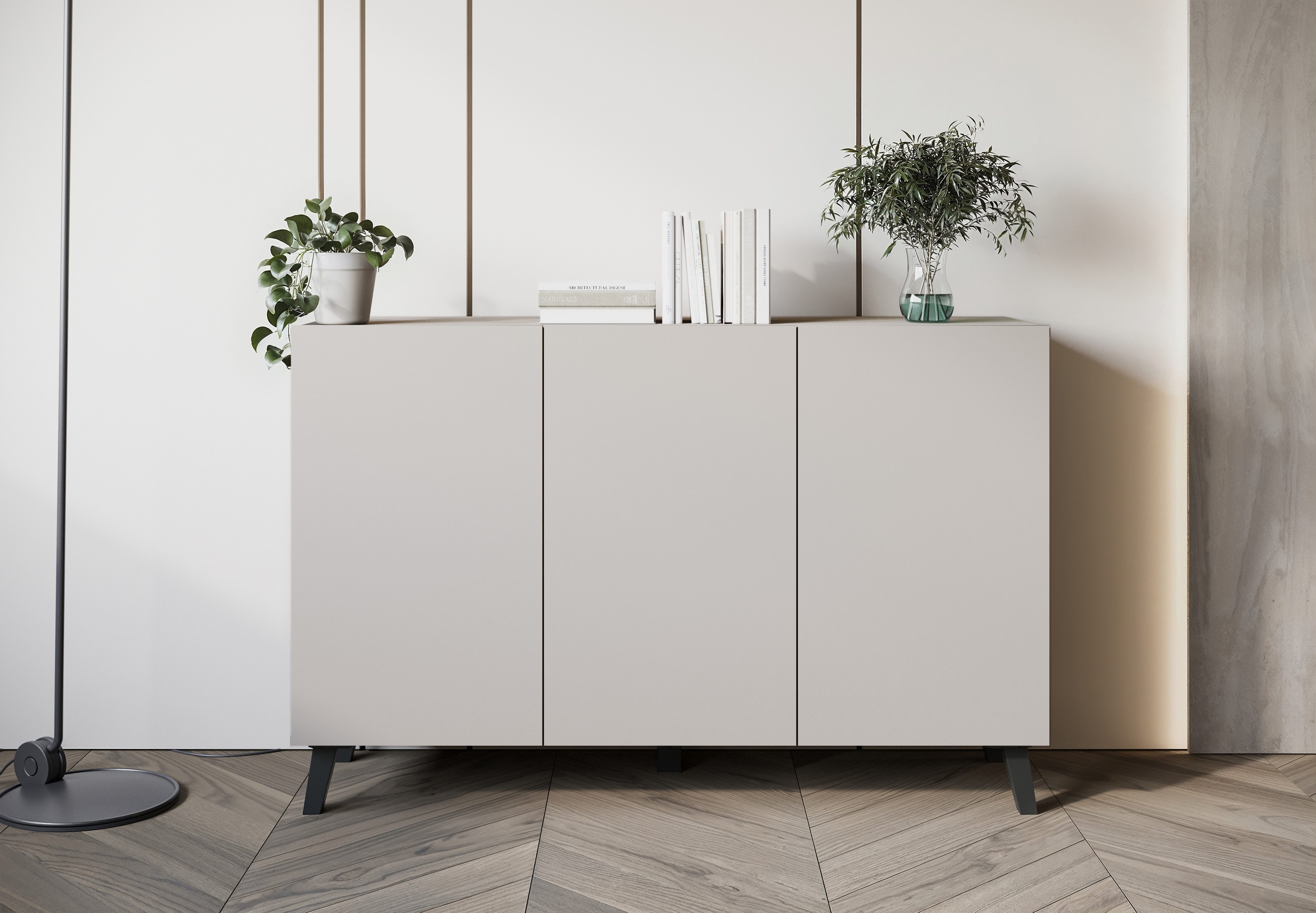 Home affaire Sideboard SIDEBOARD PHUKET II, Stilvolle, grifflose Kommode, Breite 120cm (1 St), Mit 6 Fächern und höhenverstellbaren Einlegeböden