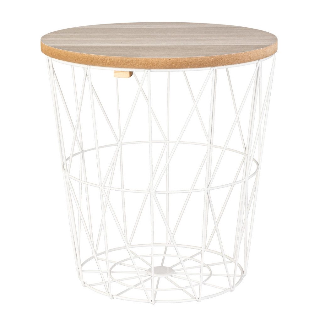 MICA Dekokorb Beistelltisch weiß/braun - ca. 34 x 36 cm günstig online kaufen