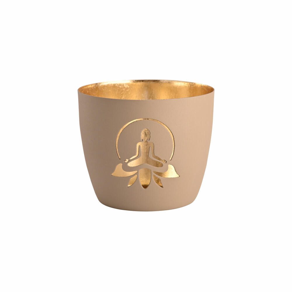Giftcompany Windlicht Madras Lotus Yoga Silhouette M sandstone H 8.5 cm