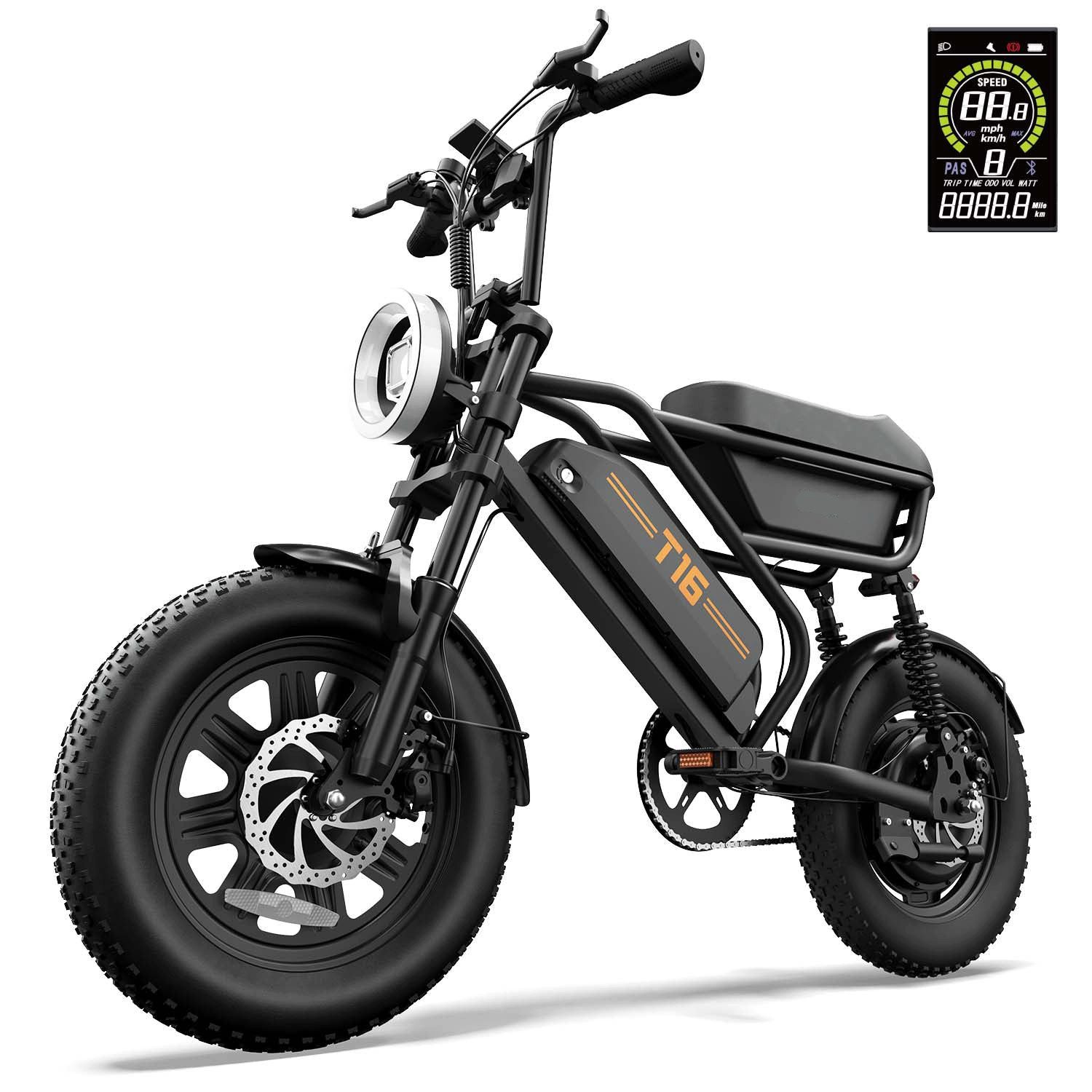 URLIFE E-Bike T16 500W 48V 13Ah Elektrofahrrad, 16 Zoll, 624,00 Wh