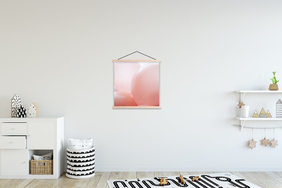 MuchoWow Poster Ballon - Rosa - Pastell, (1 St), Posterleiste, Textilposter für Wohnzimmer, Bilderleiste, Magnetisch