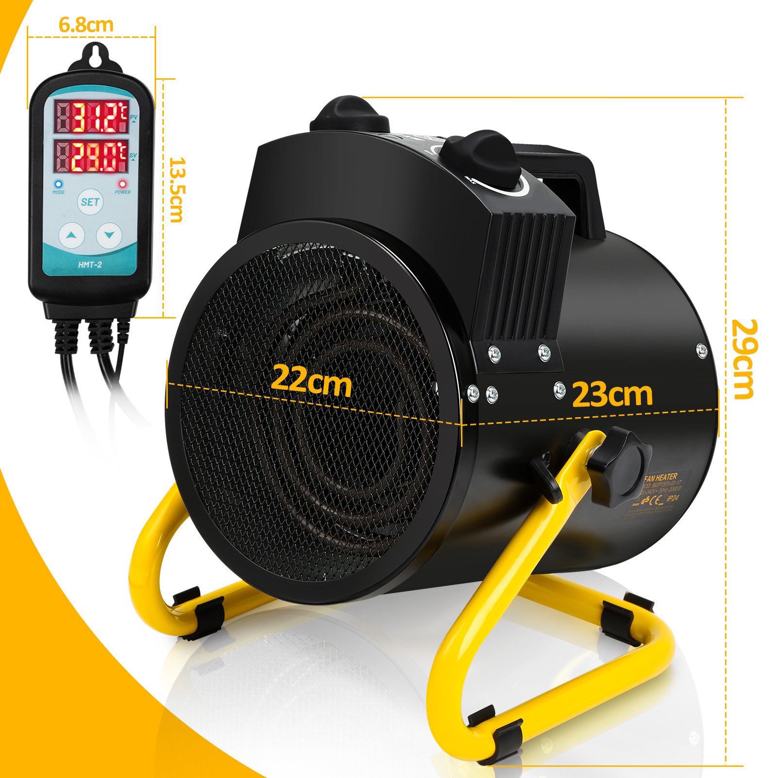 Clanmacy Keramikheizlüfter Gewächshausheizung 2KW IPX4 mit Thermostat Digit günstig online kaufen