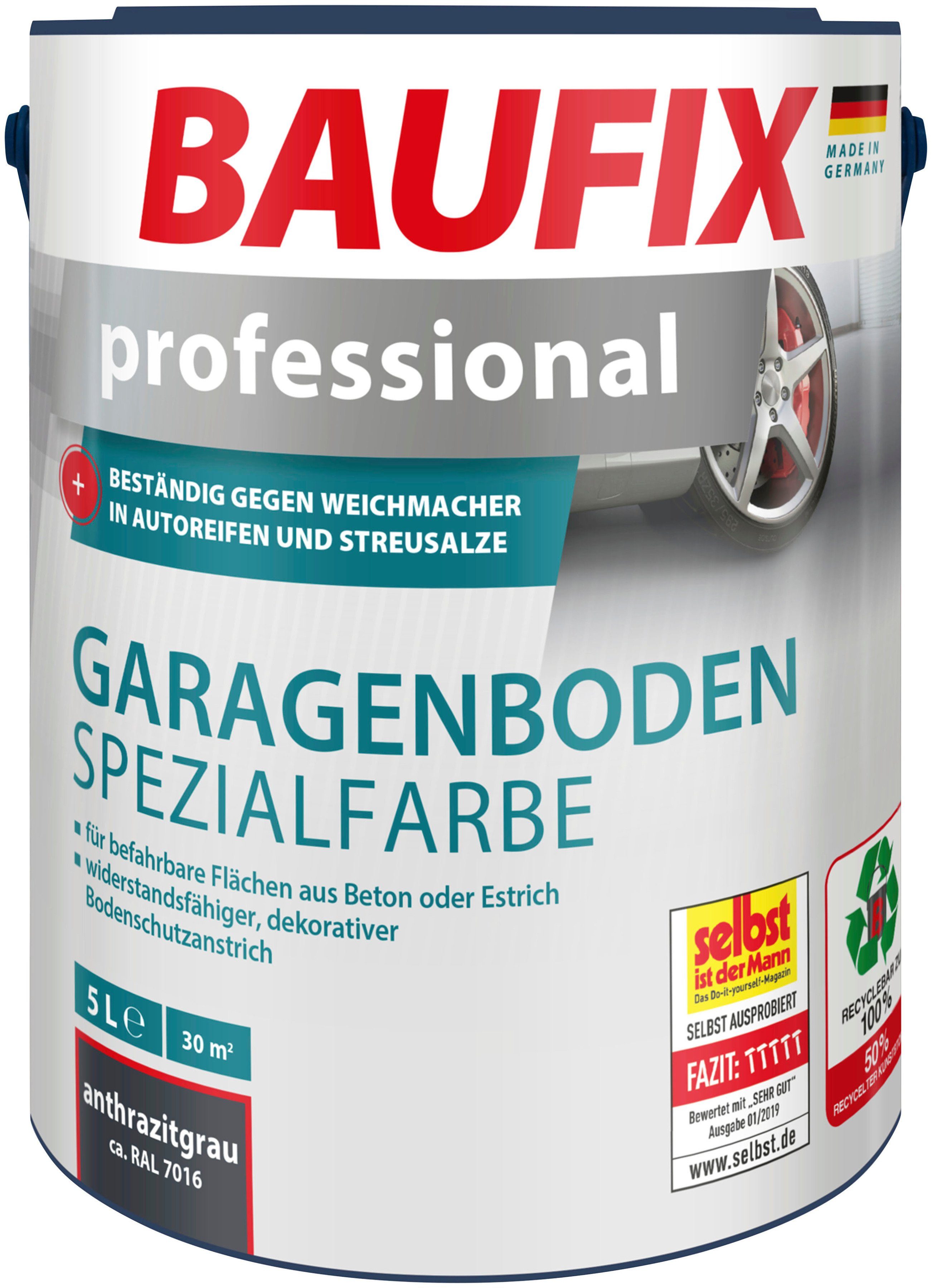 wetterbeständig, beständig, Spezialfarbe, UV Garagenboden Acryl-Flüssigkunststoff 5L, anthrazitgrau wasserbeständig, matt professional Baufix