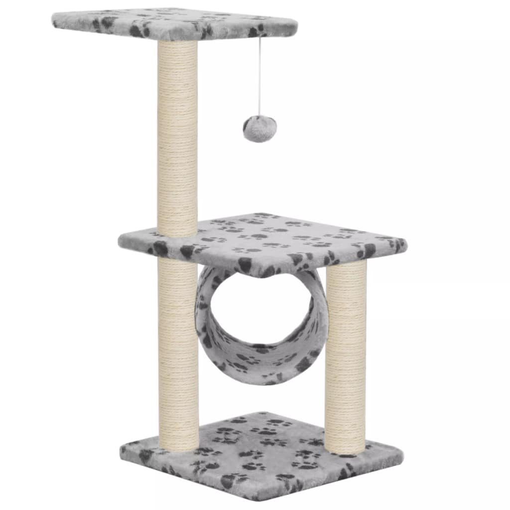 vidaXL Kratzbaum 65 cm Katzen-Kratzbaum Sisal 65 cm Grau Pfoten-Muster