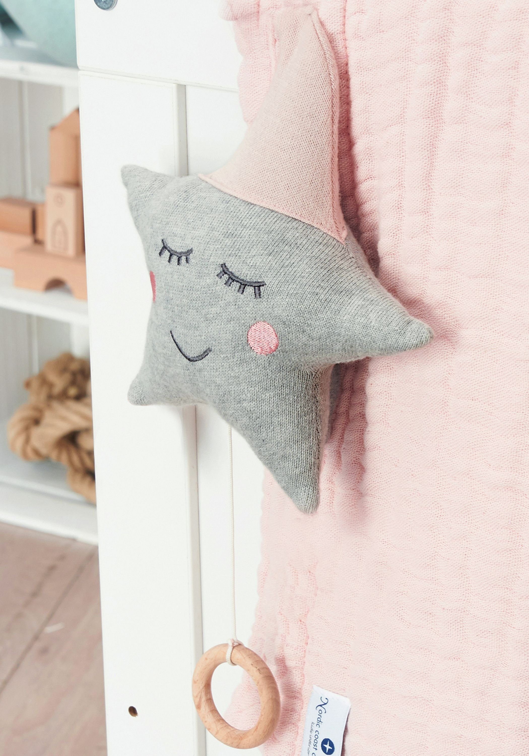Nordic Coast Company Spieluhr Aufziehspieluhr - Schlaflied „Guten Abend, gute Nacht“, Babyzimmer Erstlingsausstattung Geburtsgeschnk Babygeschenk waschbar