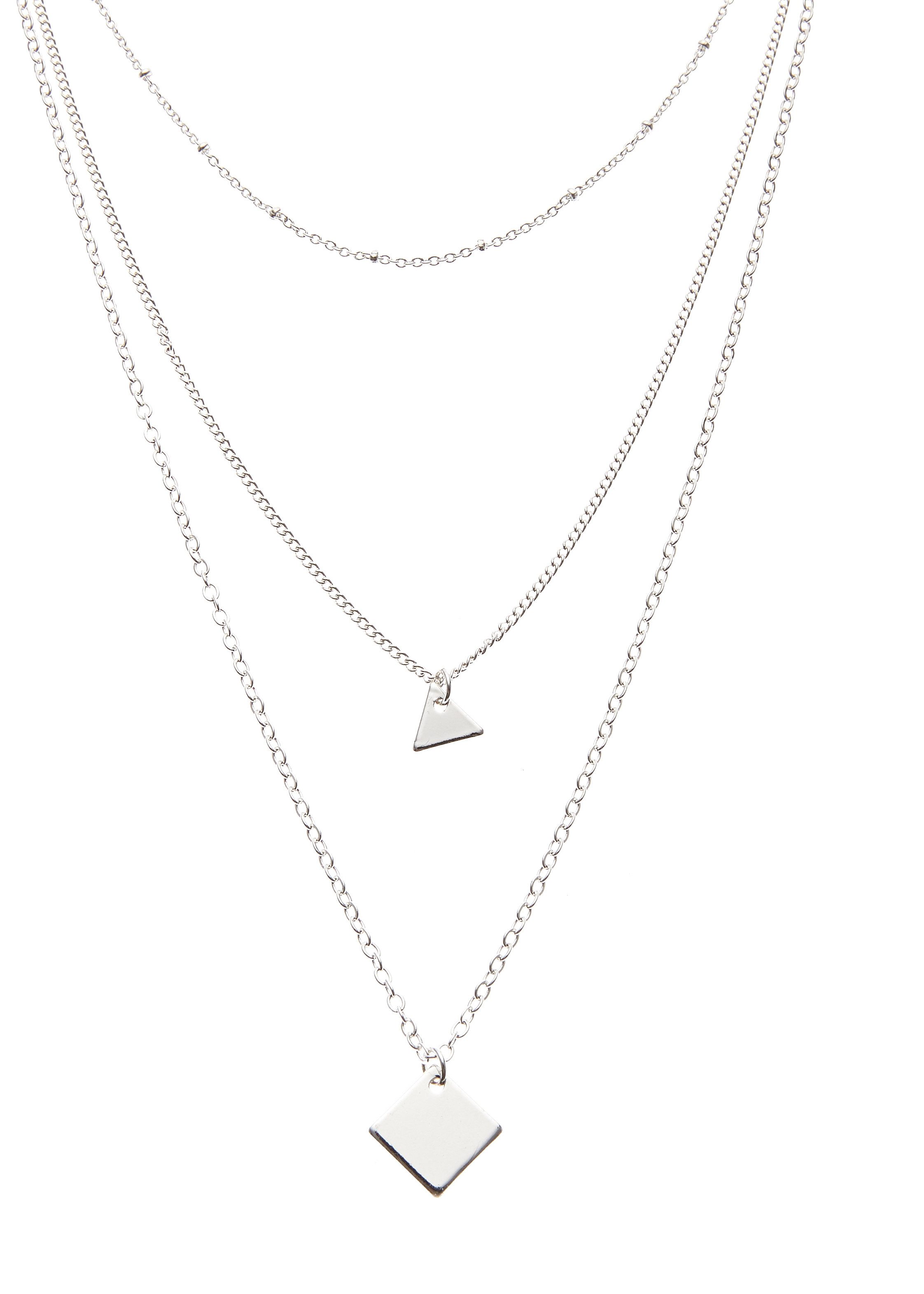 LASCANA Kette mit Anhänger Halskette, mehrreihige Halskette, geometische Anhänger