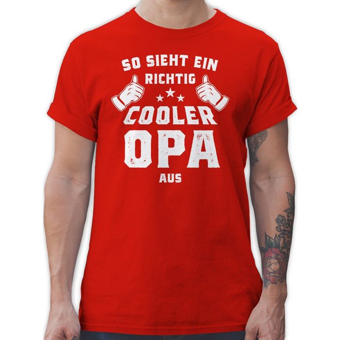 Shirtracer T-Shirt So sieht ein richtig cooler Opa aus - Opa Geschenke - Herren Premium T-Shirt sprüche tshirt so sieht ein cooler opa aus - christmas shirt herren