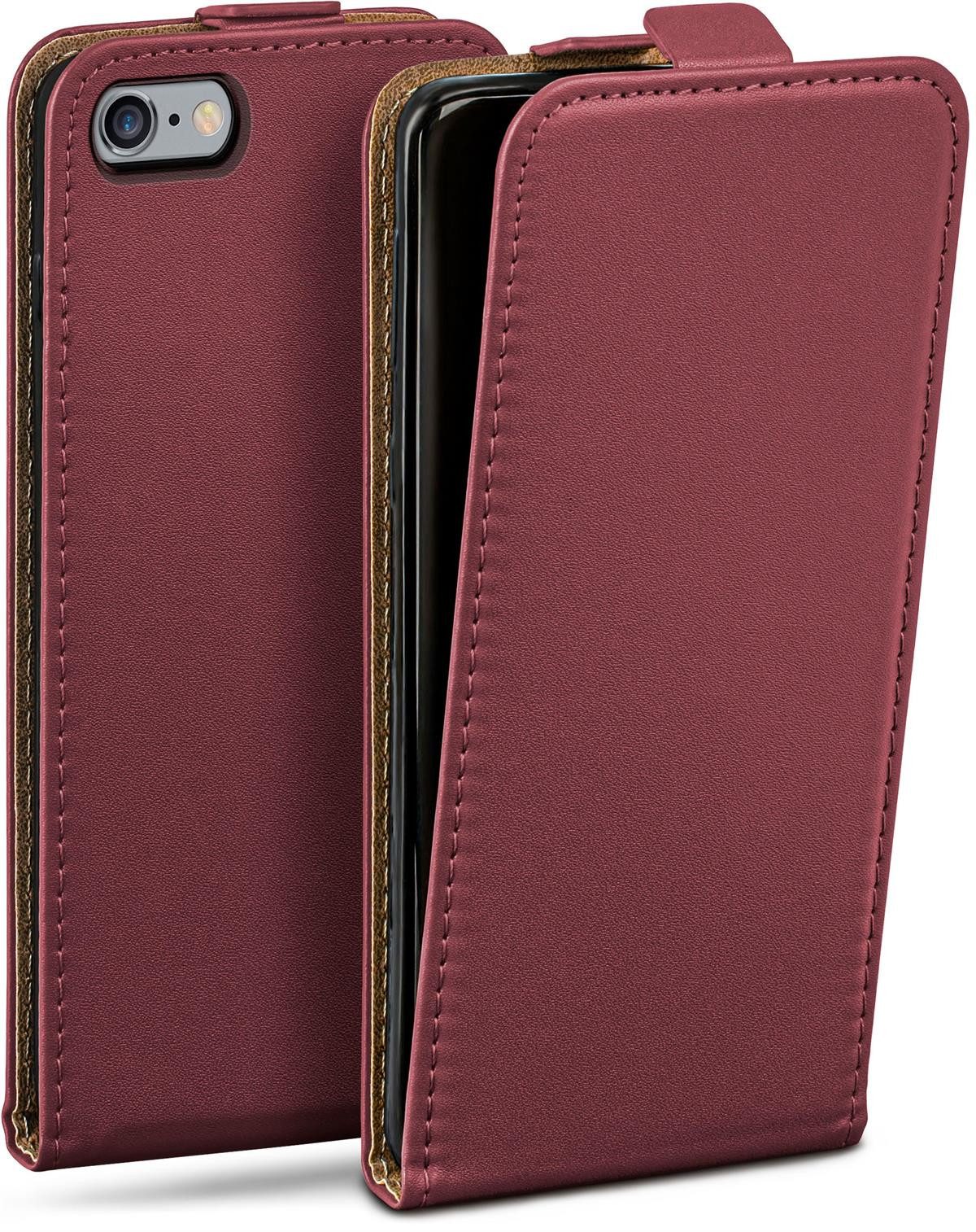 moex Handyhülle für iPhone 6 Hülle Klappbar Flip Case Weinrot 4,7 Zoll, 360 Grad Schutz Handytasche Leder Optik PU Lederhülle Cover Klapphülle