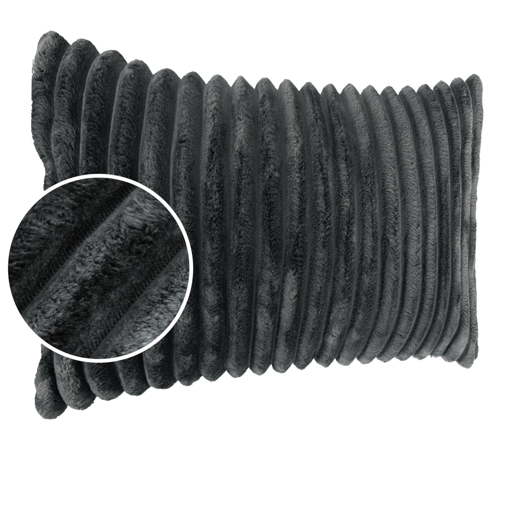 Kisska Dekokissen LILLI BIG CORD Velour Ambiente dekorieren, Kissenüberzug ohne Füllung BIG-Cord UNI 50x30cm Einfarbig Grau