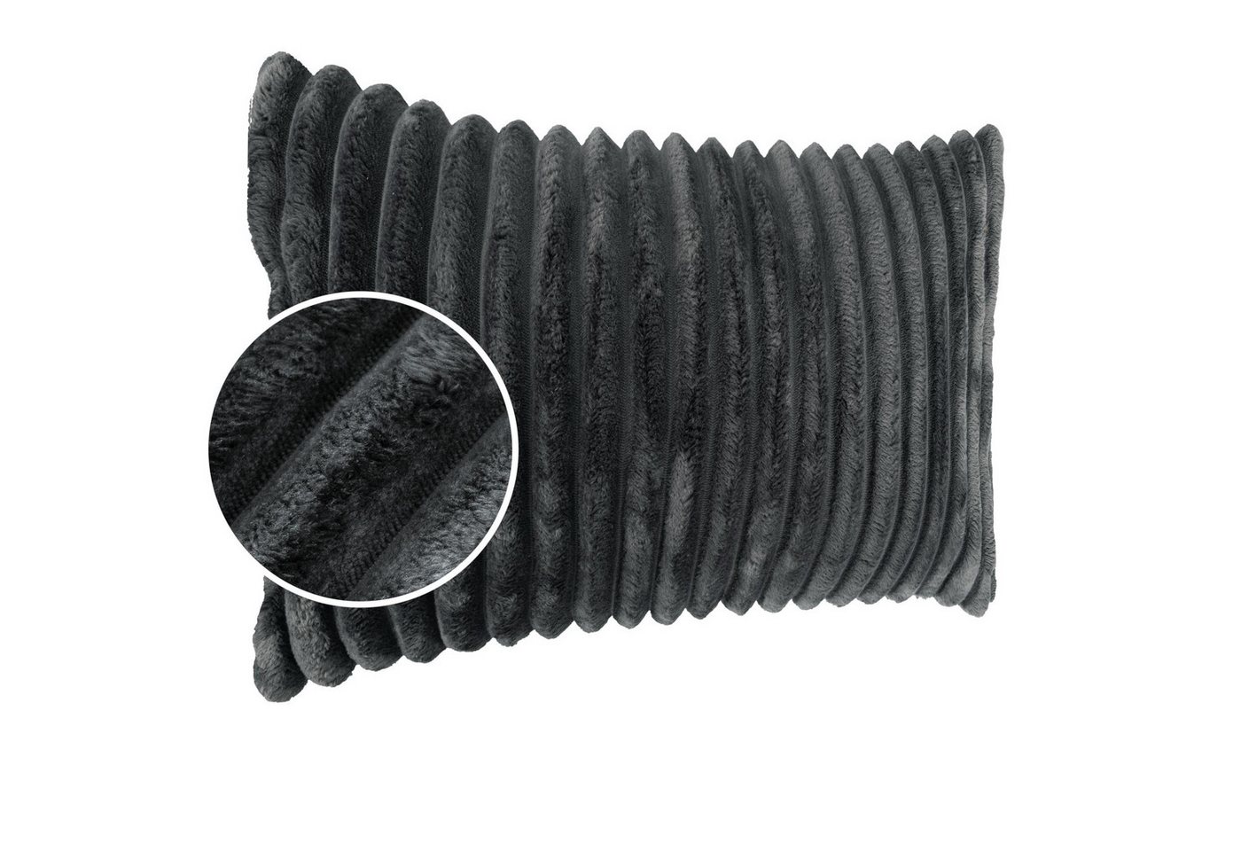 Kisska Dekokissen LILLI BIG CORD Velour Ambiente dekorieren, Kissenüberzug ohne Füllung BIG-Cord UNI 50x30cm Einfarbig Grau