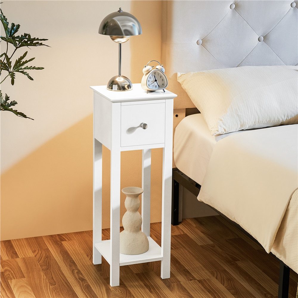 Yaheetech Nachttisch Sofatisch (2-St), Beistelltisch mit Schublade & Ablage aus Holz 70 cm hoch