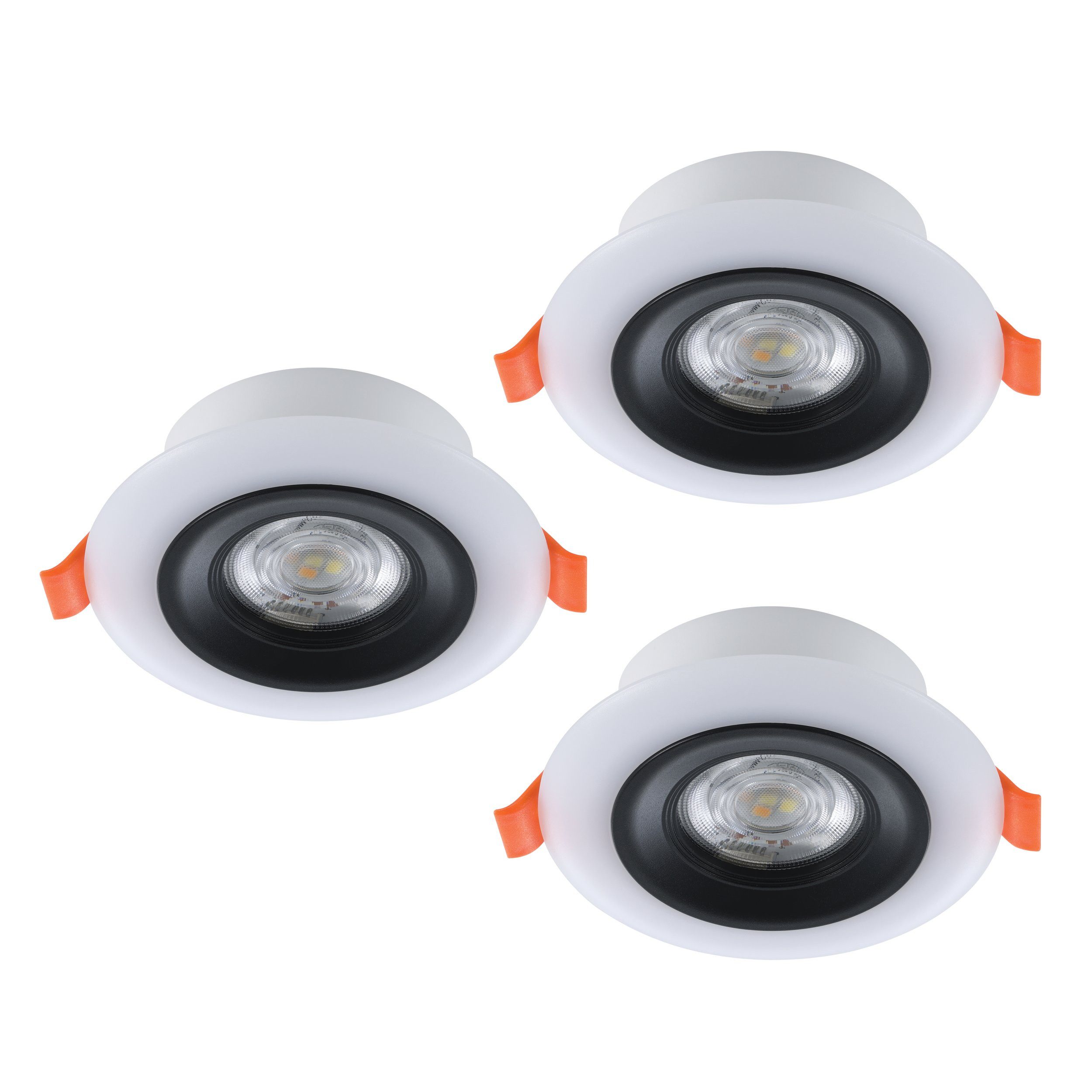 EGLO LED Einbauleuchte Calonge rgb, Leuchtmittel inklusive, 3er Set LED Einbaustrahler, Deckenspot, Deckenstrahler, Ø 9,8 cm