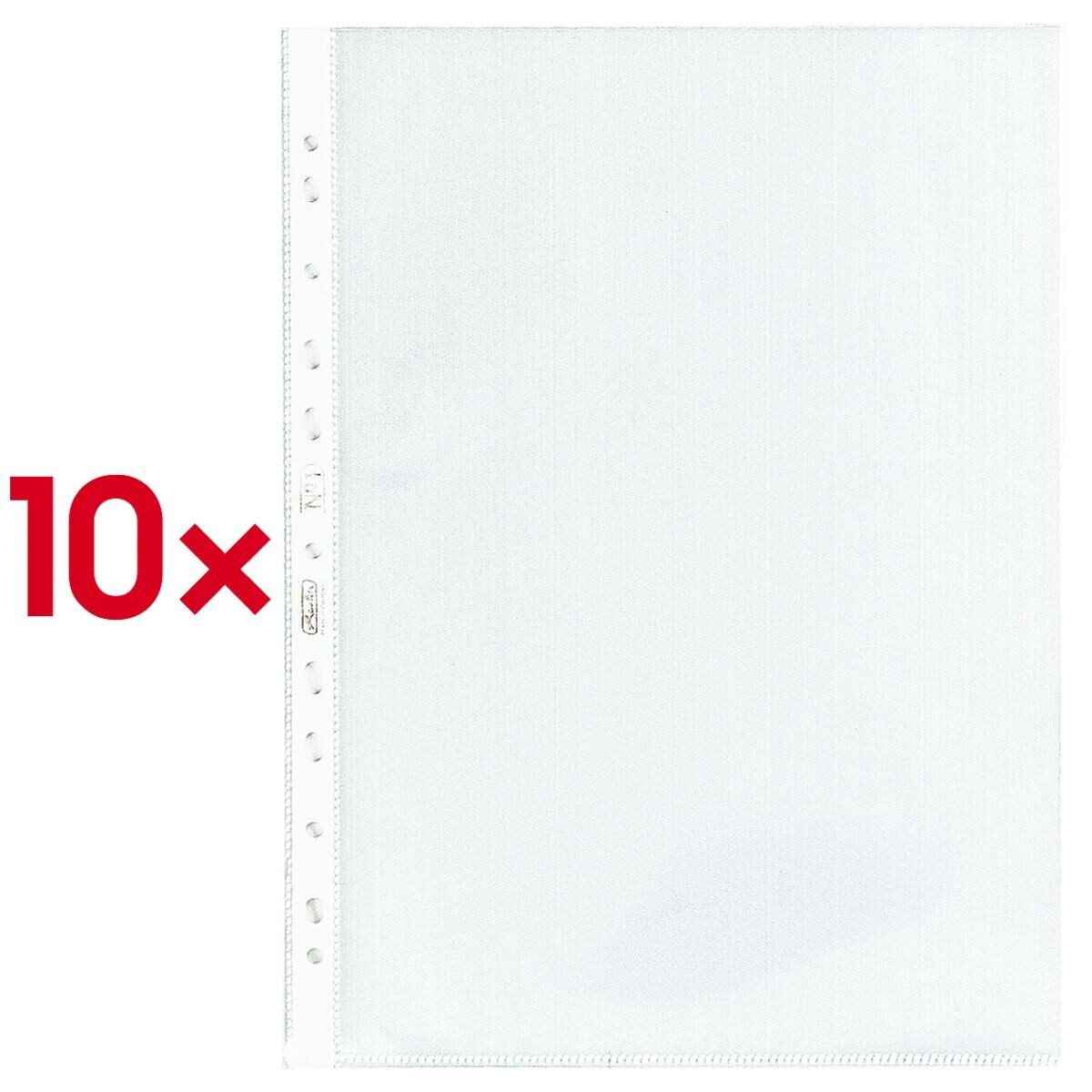 Herlitz Prospekthülle, 10 Stück, glasklar, Format A4, Eurolochung, oben offen