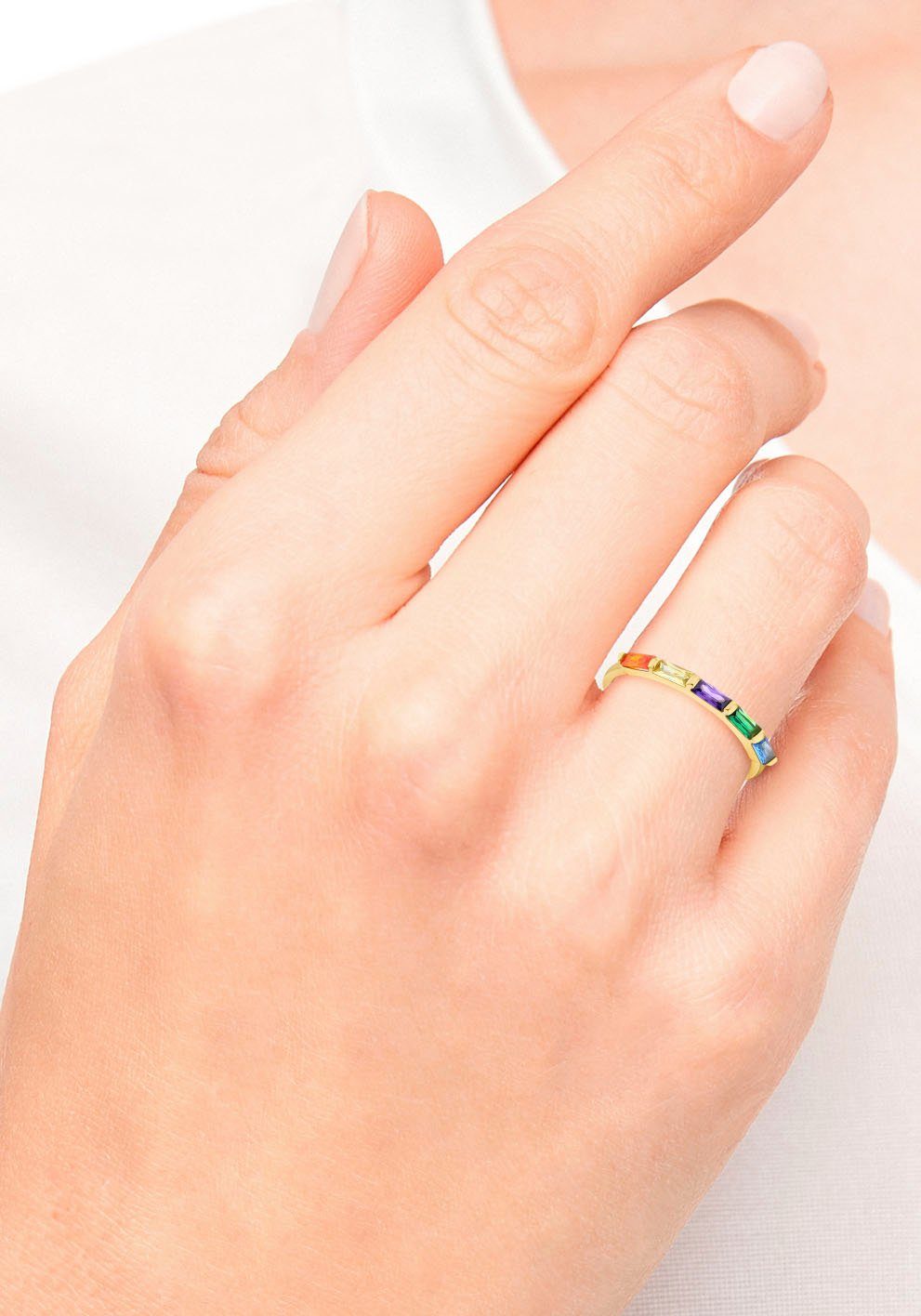 Fingerring s.Oliver 2035504/-05/-06/-07, Regenbogen, Zirkonia mit (synth)