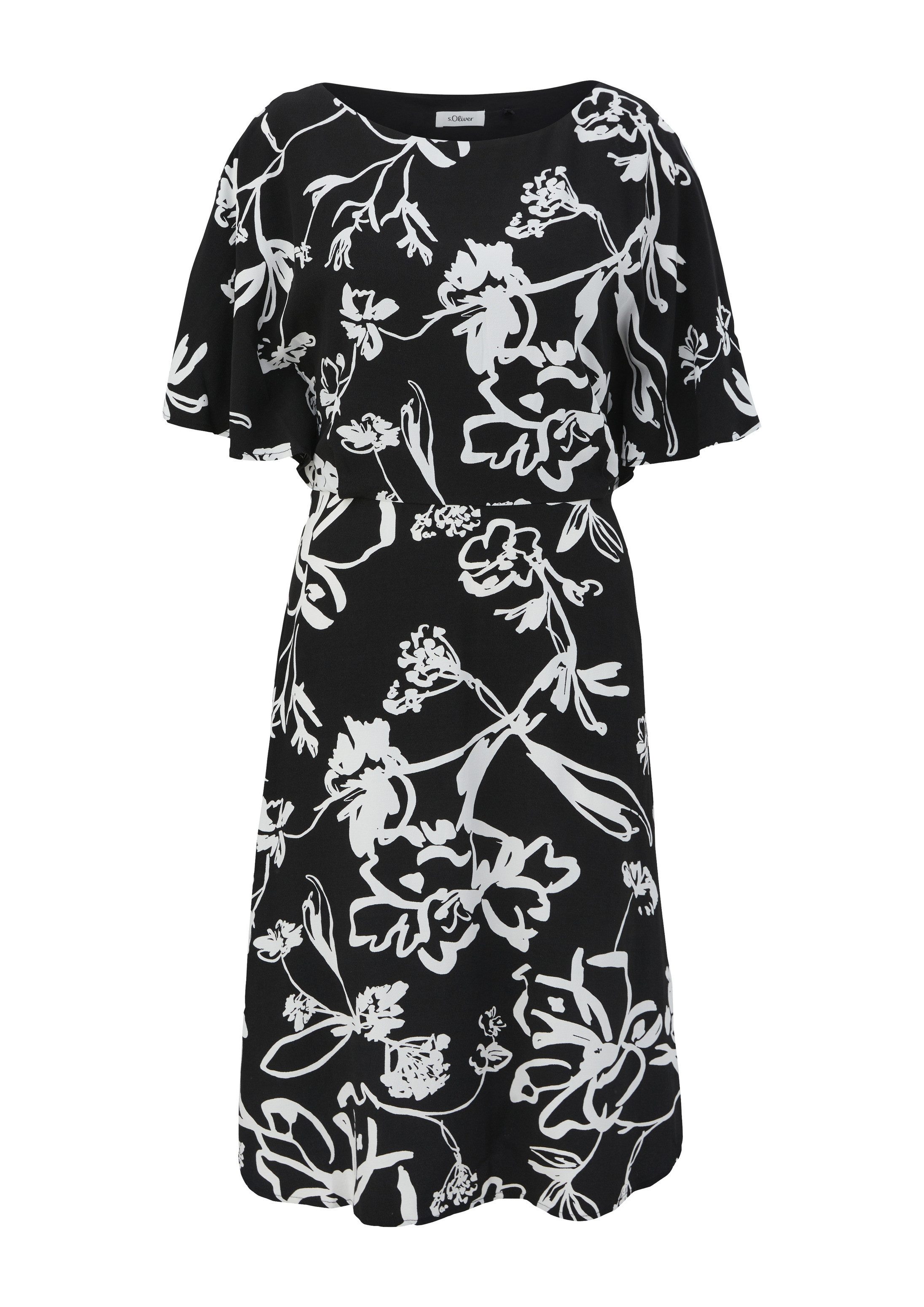 s.Oliver Minikleid Kleid Midkleid mit All-over-Print und Flügelärmel