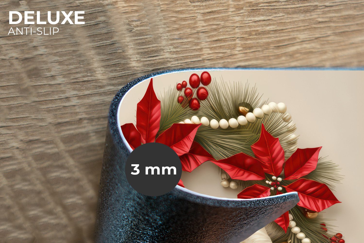 MuchoWow Platzset Türkranz - Schleife - Weihnachten - Rot - Grün, (6-St), Platzsets, Tischset, Abwaschbar, Tischsets, Platzdeckchen