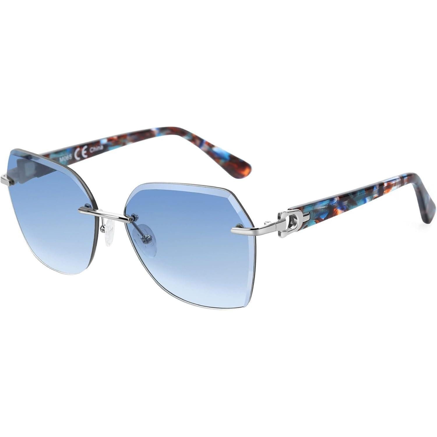 LuxusKollektion Sonnenbrille Sonnenbrille Randlose Damen Verlaufsgläser UV Schutz Blau