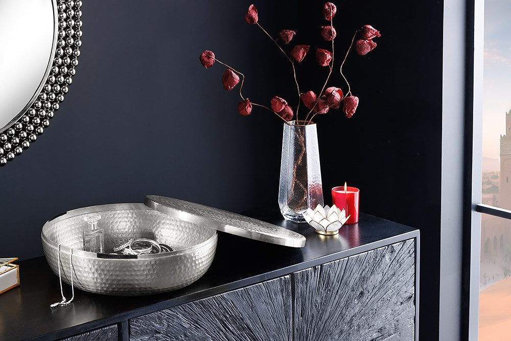 riess-ambiente Dekoschale ORIENT Ø40cm silber · Schmuck-Dose mit Deckel aus günstig online kaufen