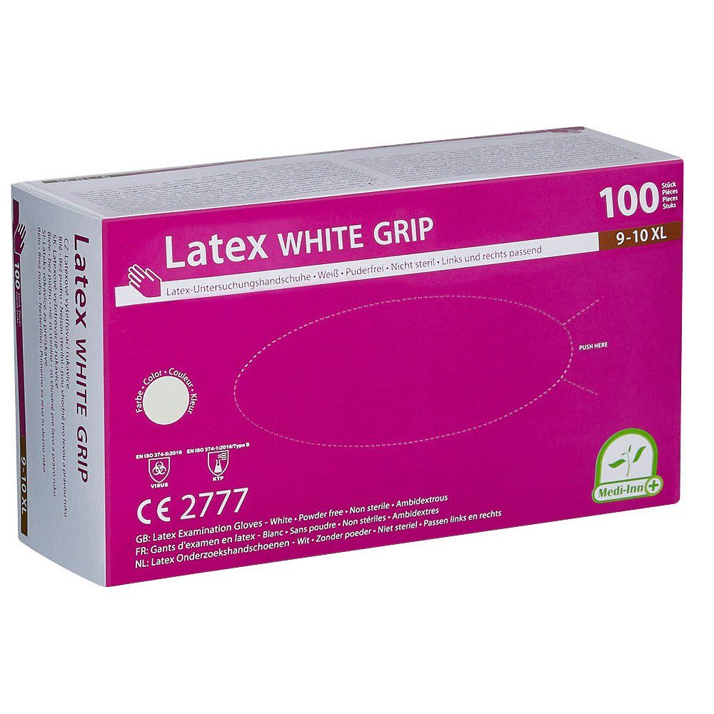 PAPSTAR Latexhandschuhe 100er WHITE Gr. XL Latexhandschuhe Pack GRIP puderfrei