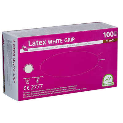 PAPSTAR Latexhandschuhe 100er Pack Latexhandschuhe WHITE GRIP puderfrei Gr. XL