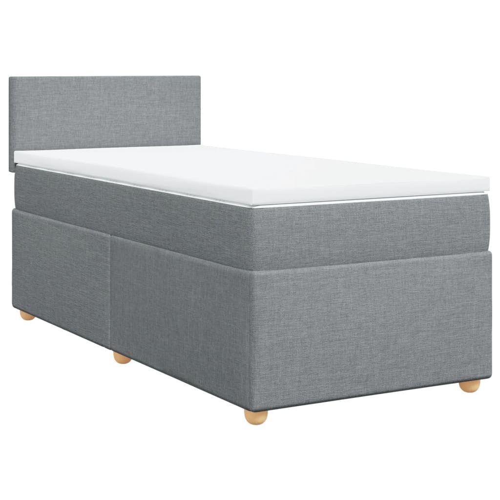 Bett Boxspringbett mit Matratze Hellgrau 90x200 cm Stoff