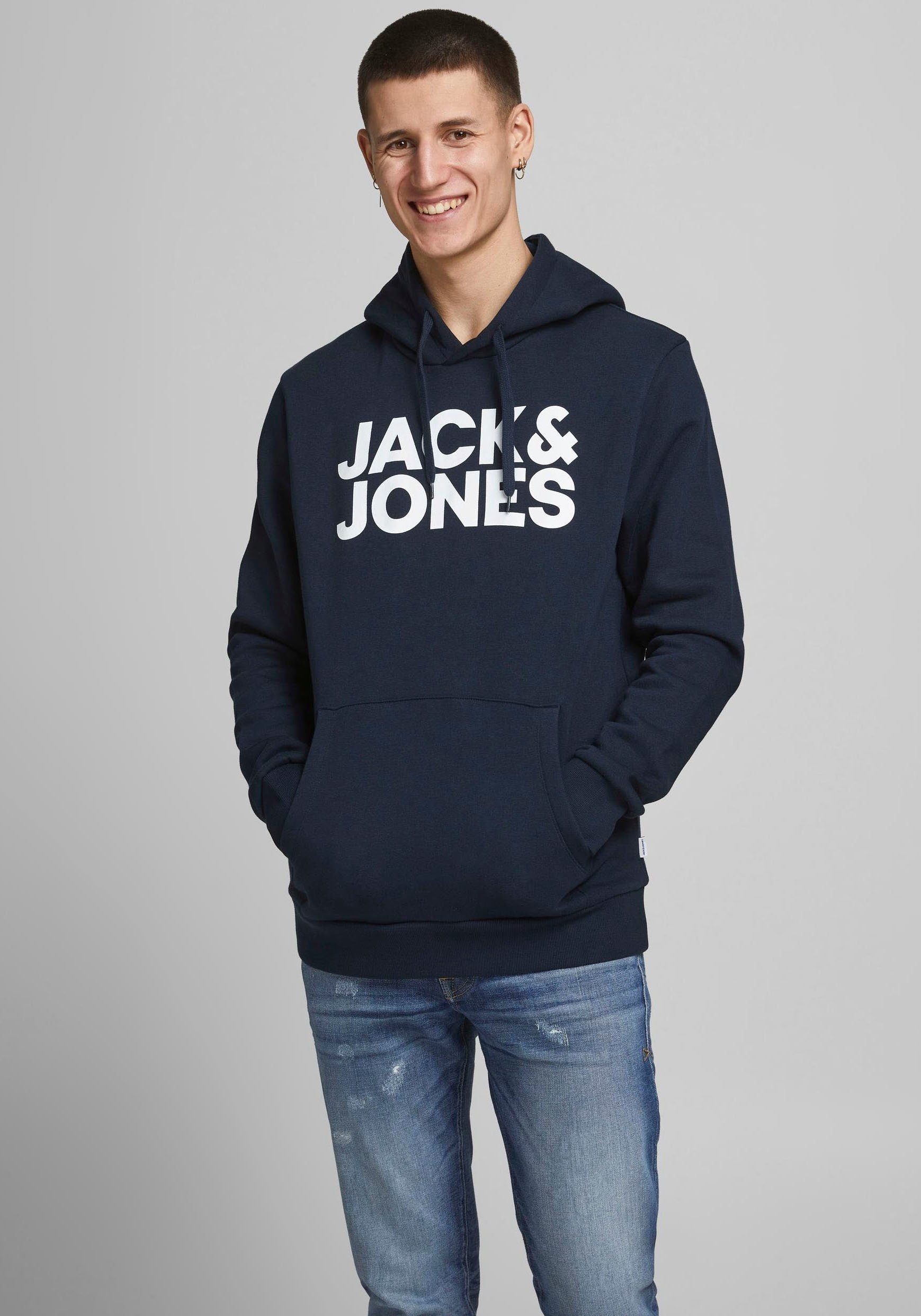 Jack 2er-Pack) schwarz, 2-tlg., HOOD & (Packung, Jones CORP LOGO Kapuzensweatshirt navy SWEAT