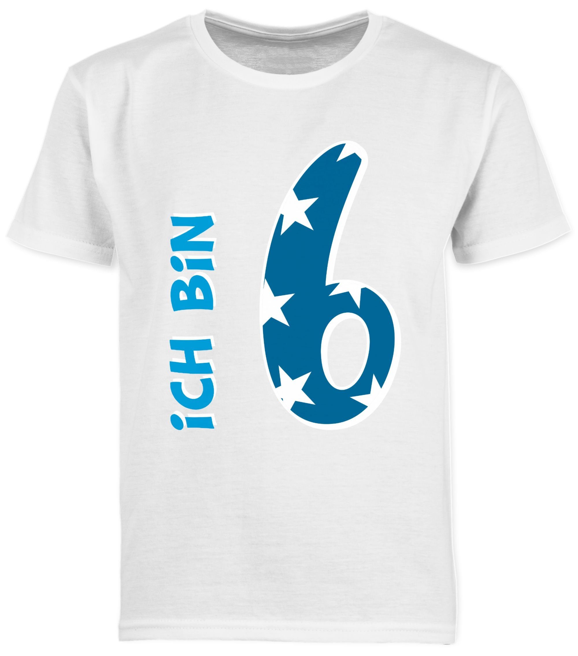 T-Shirt Ich bin sechs Blau Junge