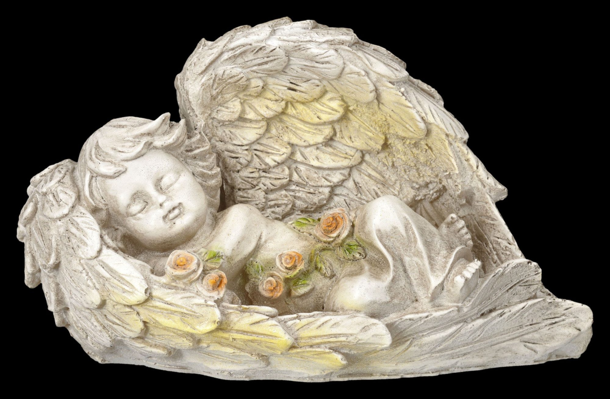 Figuren Shop GmbH Dekofigur Engel Figur – schlafender Grabengel Statue Gedenk Dekofigur 11.5 cm