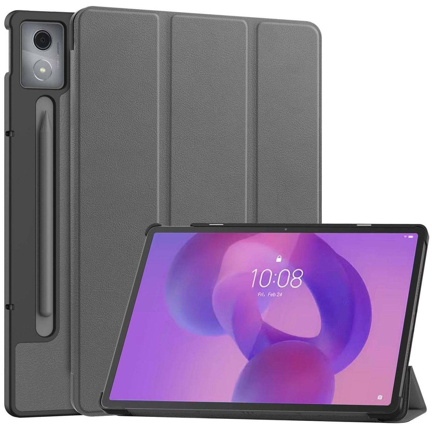 Wigento Tablet-Hülle Für Lenovo Idea Tab Pro 3folt Wake UP Smart Cover Tasche Hülle Grau, 3-Fach Halterung, Kratzfest, Leicht