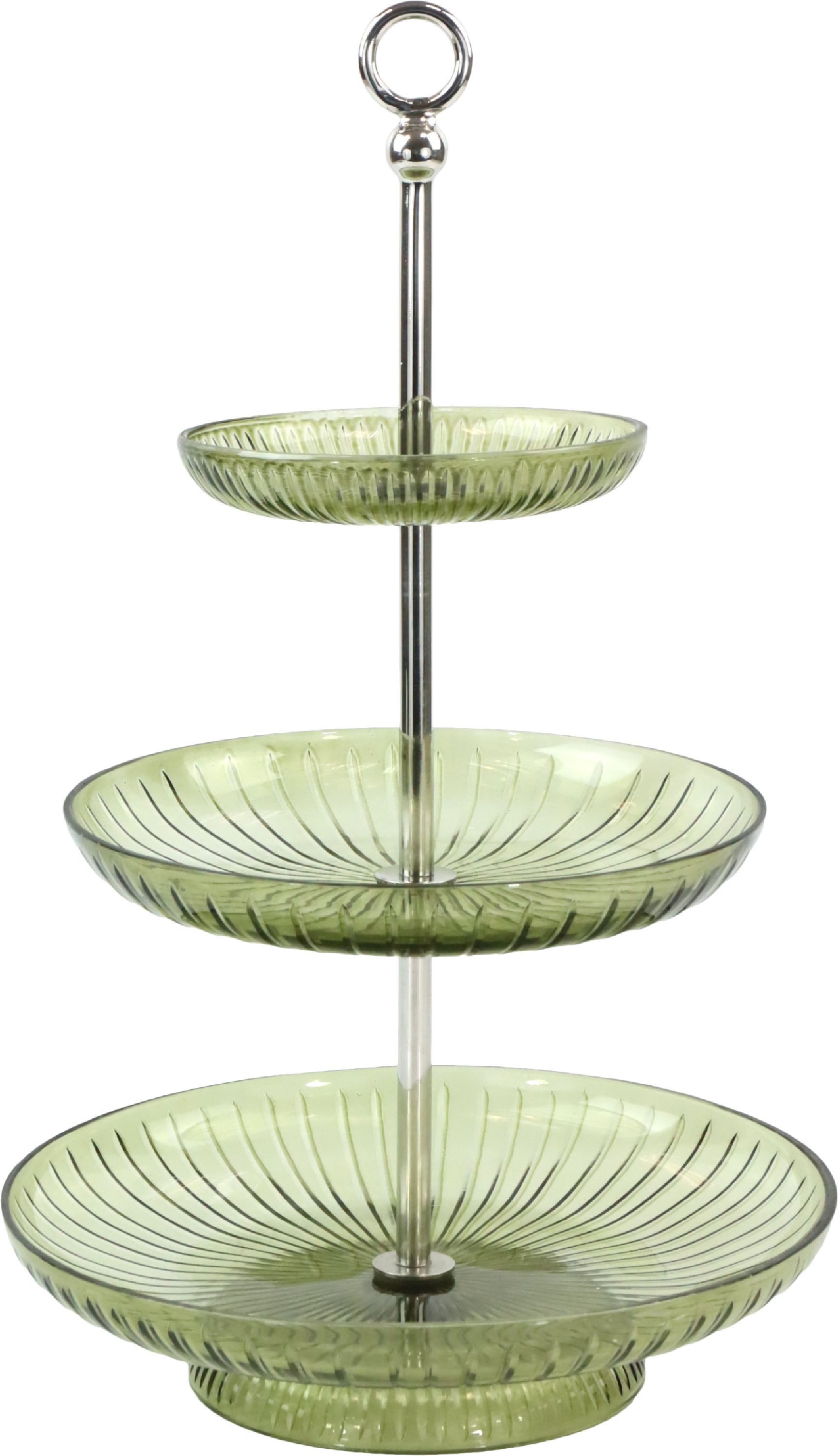 FURNARO Dekoetagere (3-tlg. Etagereset), 3-stufiges Design aus Glas mit Metallstange