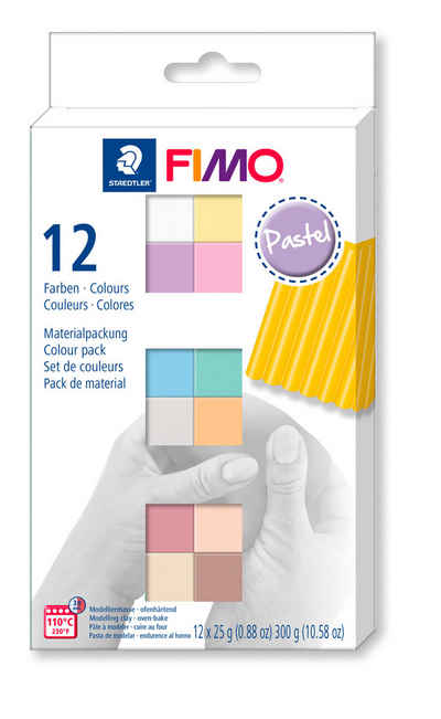 FIMO Modelliermasse Pastel, 12 Halbblöcke