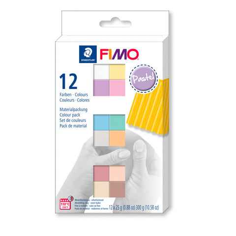 FIMO Modelliermasse Pastel, 12 Halbblöcke