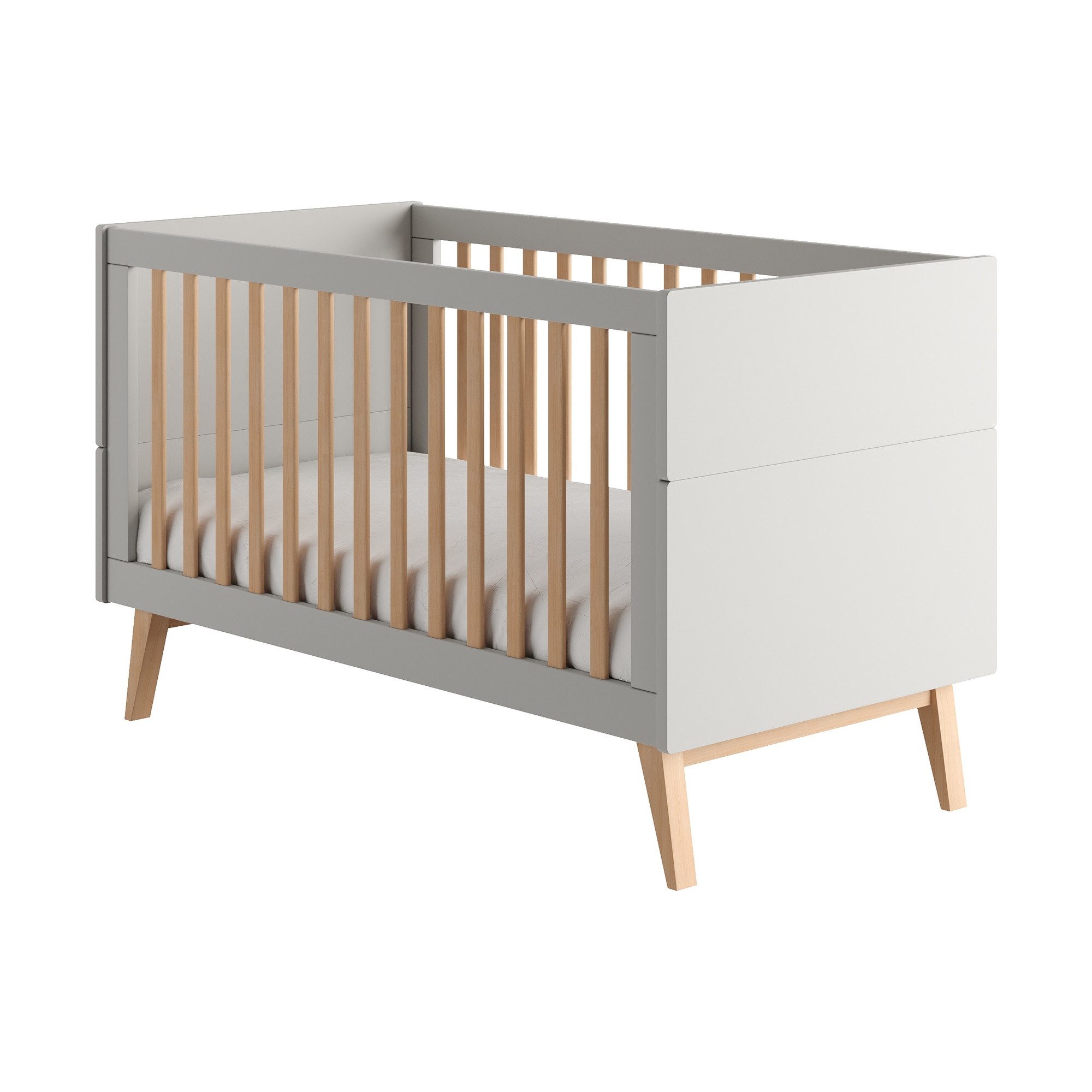 Raumhirsch Furniture Babybett Skandinavisches Babybett SWING 140x70 cm mit Juniorbett-Funktion, Liegefläche 140 x 70 cm, skandinavisches Design, Sicherheitsgeprüft