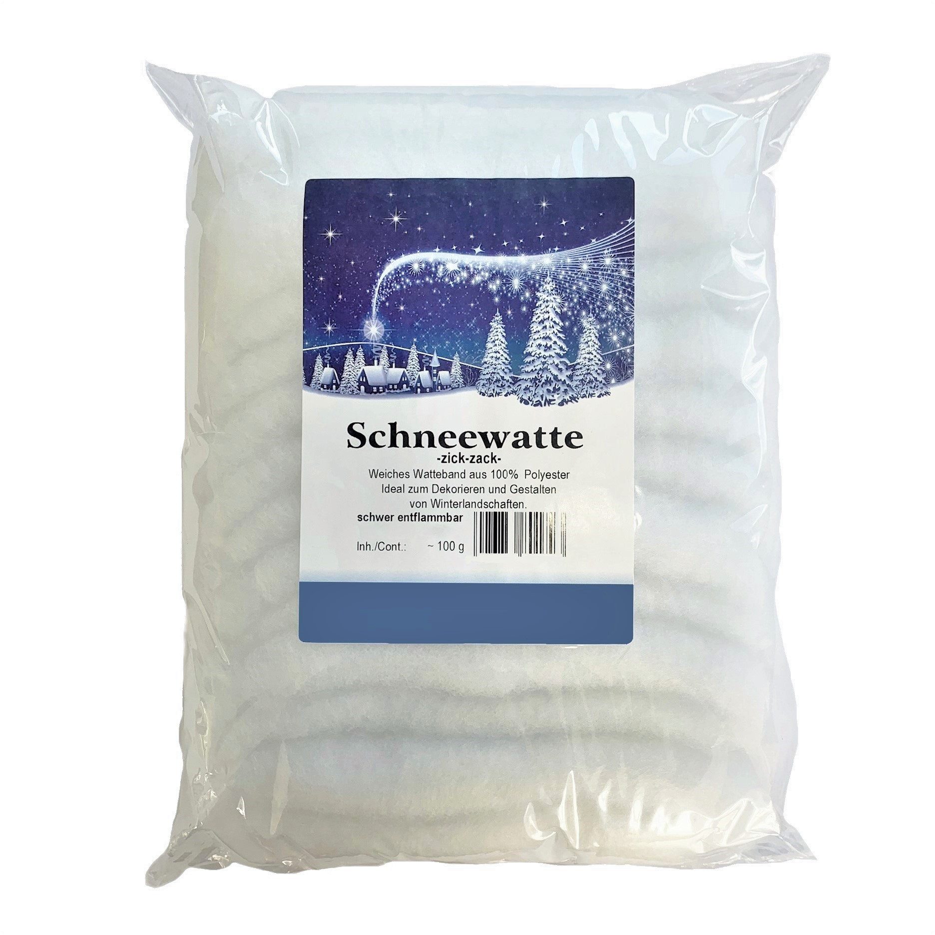 Erwin Hennecken GmbH Ремесленный войлок SCHNEEWATTE, Dekoschnee, Kunstschnee, Schnee ZICK-ZACK 100g