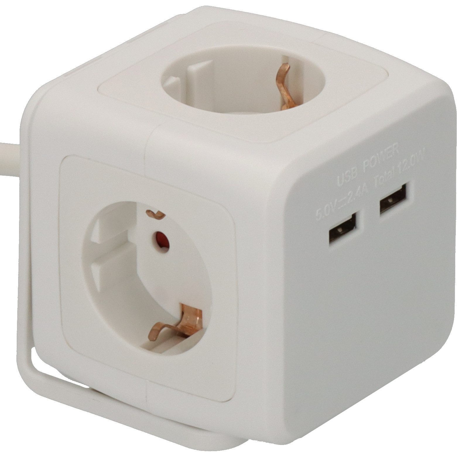 Brennenstuhl Steckdosenwürfel mit 2x USB, 1,4m Kabel, weiß Steckdosenleiste 4-fach (Kabellänge 1.4 m) – Bild 3 von 5