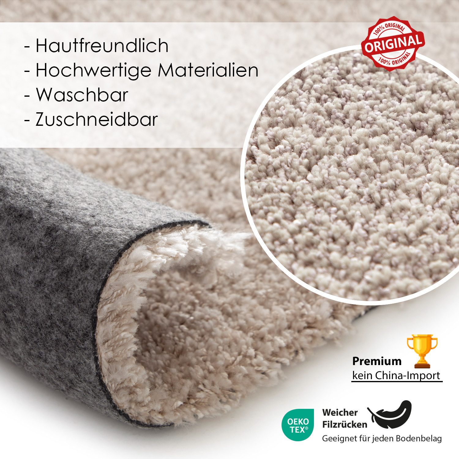 DomDeco Hochflor-Teppich LOOMA Teppich weich, waschbar, rutschfest, Teppich modern, Rechteckig, Gemütlich, flauschig, pflegeleicht